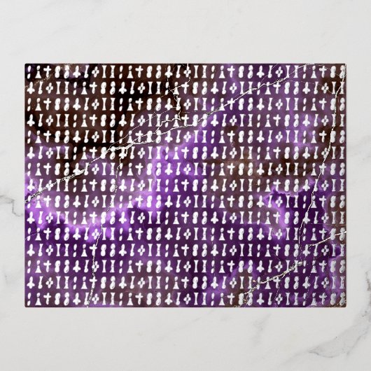 Roswell Alien Alphabet Silver - 箔シーズンポストカード (正面)