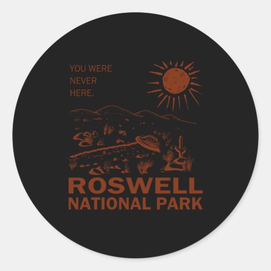 Roswell National Park Ufo Flying Saucer Aliens _1 ラウンドシール (正面)