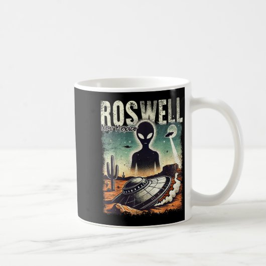 Roswell New Mexico 1947 Alien Abduction Ufo Crash  コーヒーマグカップ (右)