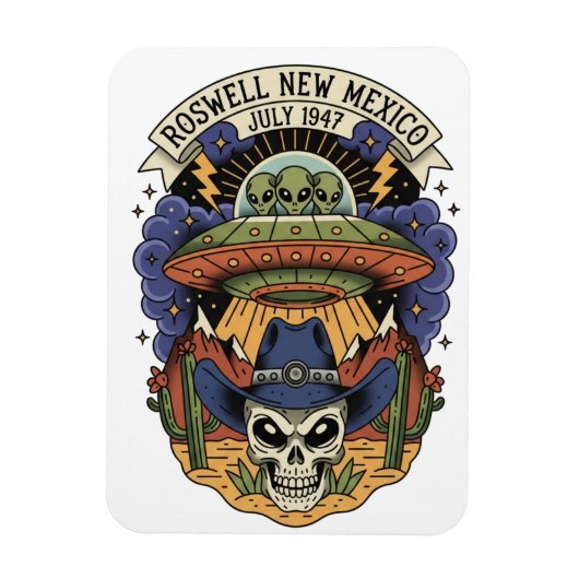 Roswell New Mexico Alien マグネット (縦)