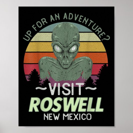 Roswell New Mexico Alien Head Funny Souvenir Quote ポスター (正面)