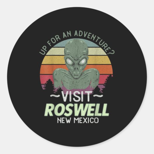 Roswell New Mexico Alien Head Funny Souvenir Quote ラウンドシール (正面)