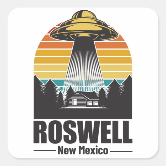 Roswell New Mexico Funny Alien UFO Gift スクエアシール (正面)
