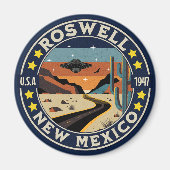 Roswell New Mexico Nostalgic UFO Backdrop マグネット (正面)