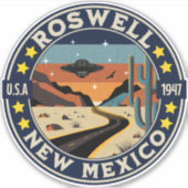 Roswell New Mexico Retro UFO Terrain シール (正面)