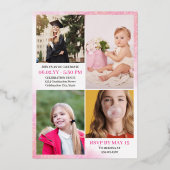 Rosy Pink She Did It Graduation Announcement Party 箔招待状 (裏面)