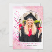 Rosy Pink She Did It Graduation Announcment Party 招待状 (正面)