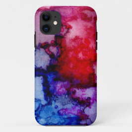 Rot-blau-violetter Wasserfarben Waschung Verlauf iPhone 11 ケース