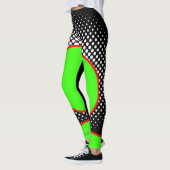 Rot Neon weiss Punkte Leggings レギンス (左)