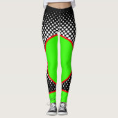 Rot Neon weiss Punkte Leggings レギンス (正面)
