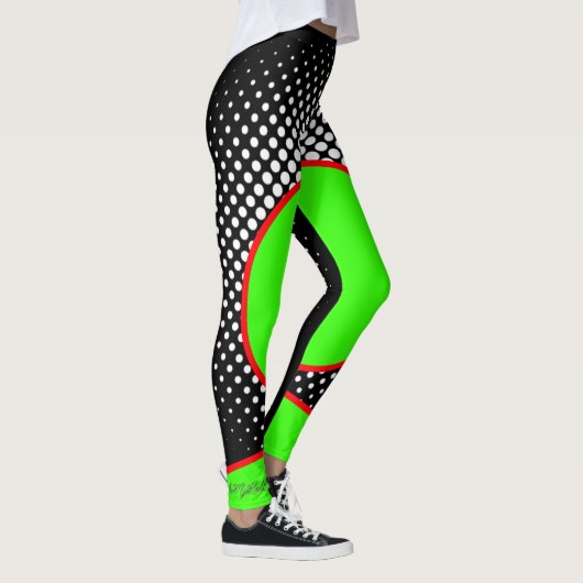 Rot Neon weiss Punkte Leggings レギンス (右)