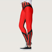 rot schwarz weisse Streifen Leggings レギンス (左)