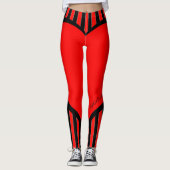 rot schwarz weisse Streifen Leggings レギンス (正面)