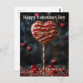 Rot weißer Herz Cake Pop Valentinstag ポストカード (正面/裏面)
