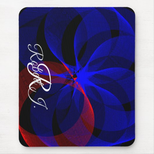Rotating Blue Accent Geometric Mouse Pad マウスパッド (正面)
