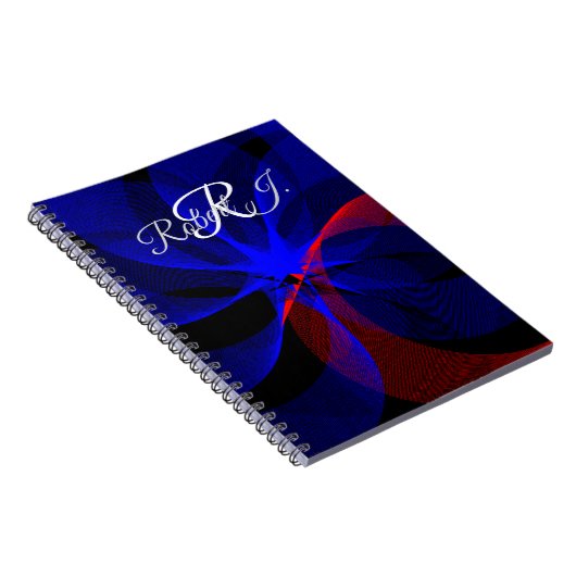 Rotating Blue Accent Geometric Spiral Notebook ノートブック (右側)