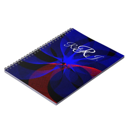Rotating Blue Accent Geometric Spiral Notebook ノートブック (左側)