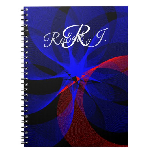 Rotating Blue Accent Geometric Spiral Notebook ノートブック (正面)