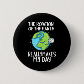 Rotation Of The Earth Makes My Day Funny Science  缶バッジ (正面)
