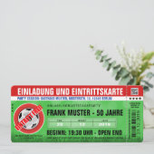 rote Einladung und Eintrittskarte (Fußball-Ticket) 招待状 (スタンド正面)