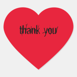 Rote Herz - Aufkleber mit dem Spruch " thank you" ハートシール