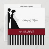 Rote Hochzeits-Paar-Hochzeits-Einladung 招待状 (正面/裏面)