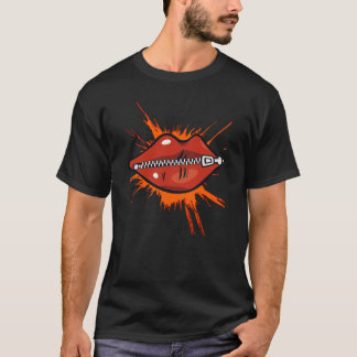 Rote Lippen mit Reißverschluss Tシャツ