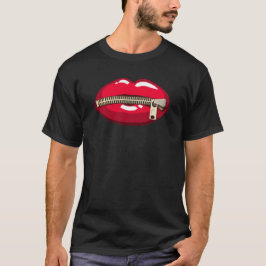 Rote Lippen mit Reißverschluss Tシャツ