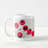 Rote, lustige Brechpunkte auf einer Tasse コーヒーマグカップ (左)