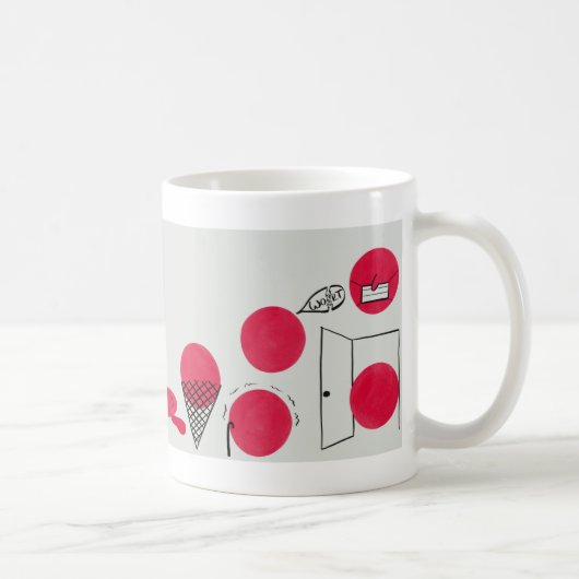 Rote, lustige Brechpunkte auf einer Tasse コーヒーマグカップ (右)