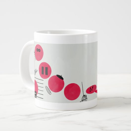 Rote, lustige Brechpunkte auf einer Tasse ジャンボコーヒーマグカップ (正面左)