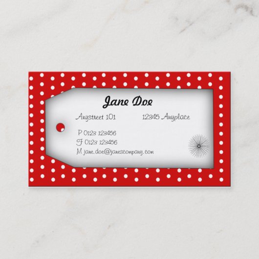 Rote Polka Dot Business Card 名刺 (正面)