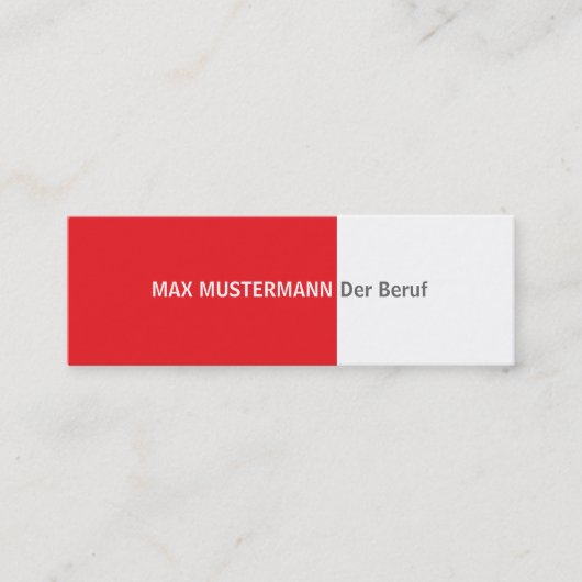 Rote  Visitenkarte スキニー名刺 (正面)