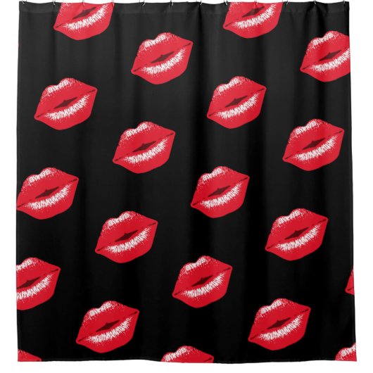 roter Kussmund Lippenstiftabdruck Duschvorhang シャワーカーテン (正面)