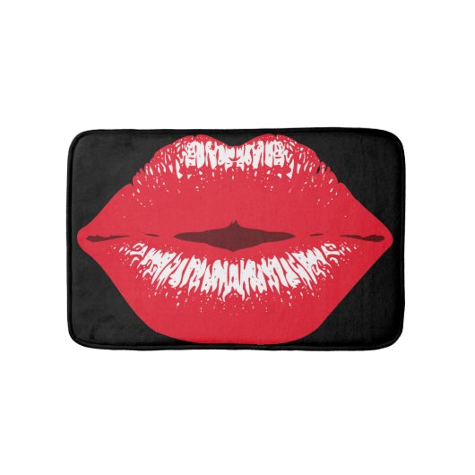 roter Kussmund Lippenstiftabdruck Duschvorleger バスマット (正面)