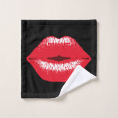 roter Kussmund Lippenstiftabdruck Handtuch Set バスタオルセット (ウォッシュタオル)