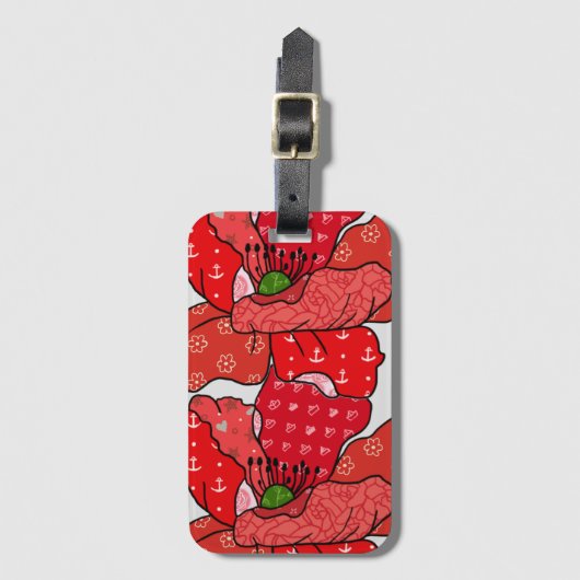 Roter Mustermohn ラゲッジタグ (正面縦)