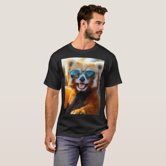 Roter Panda mit cooler Sonnenbrille Tシャツ (正面フル)