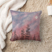 Roter Sonnenuntergang über dem Wald クッション (ブランケット)