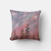 Roter Sonnenuntergang über dem Wald クッション (正面)
