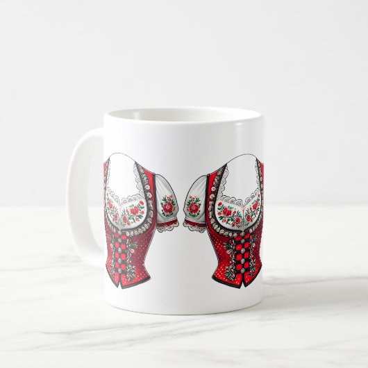 Rotes Dirndl Volksfest Kirchweih Oberteil コーヒーマグカップ (正面左)