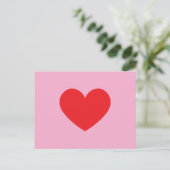 Rotes Herz auf rosa - Postcard Postkarte ポストカード (スタンド正面)
