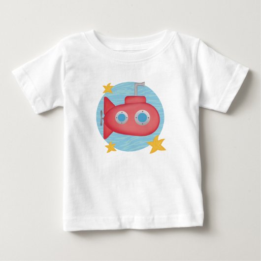 Rotes U-Boot mit Seesternen ベビーTシャツ (正面)