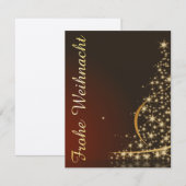 Rotes Weihnachtsmotiv mit goldenem Weihnachtsbaum 招待状 (正面/裏面)