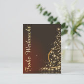 Rotes Weihnachtsmotiv mit goldenem Weihnachtsbaum 招待状 (スタンド正面)