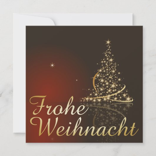 Rotes Weihnachtsmotiv mit goldenem Weihnachtsbaum 招待状 (正面)
