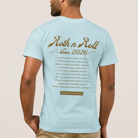 Roth n Roll World Tour Shirt – Finance Humor Tee Tシャツ (裏面)