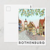 Rothenburg Germany Town View Travel Illustration ポストカード (正面/裏面)