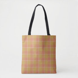Roti Gold and Japonica Apricot Plaid トートバッグ
