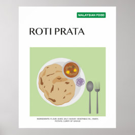 Roti Prata，マレーシア旅行食品壁アート ポスター